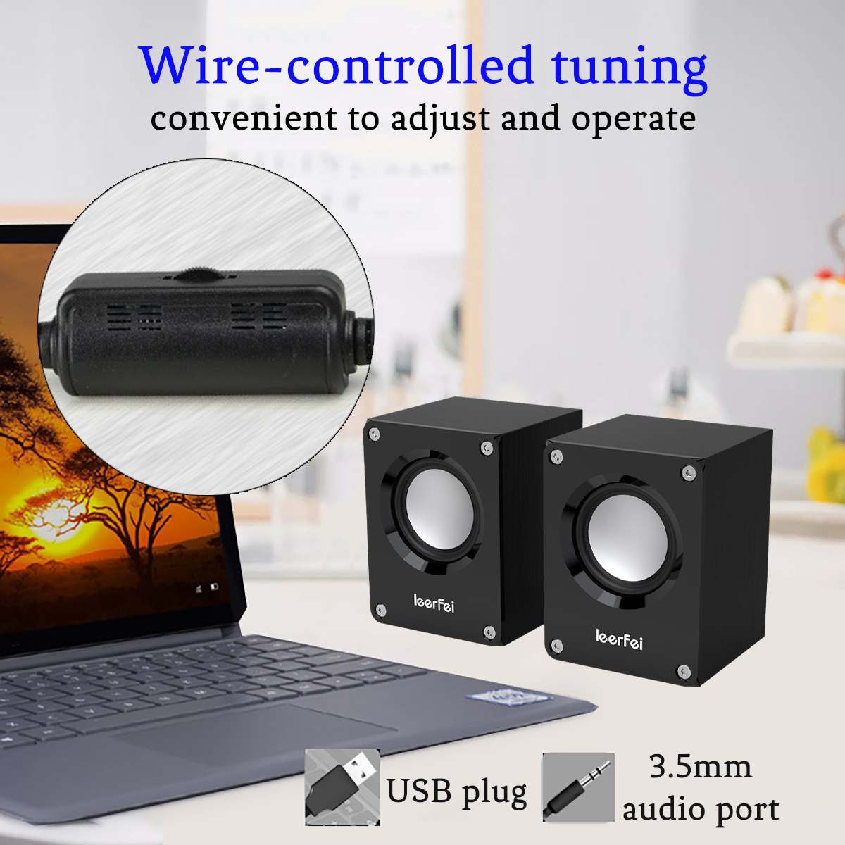 K-1061 Computer Lautsprecher Subwoofer USB angetrieben 3,5mm Jack Verdrahtete SoundBox Heimat Theater System Für PC Schreibtisch-Computer Laptop