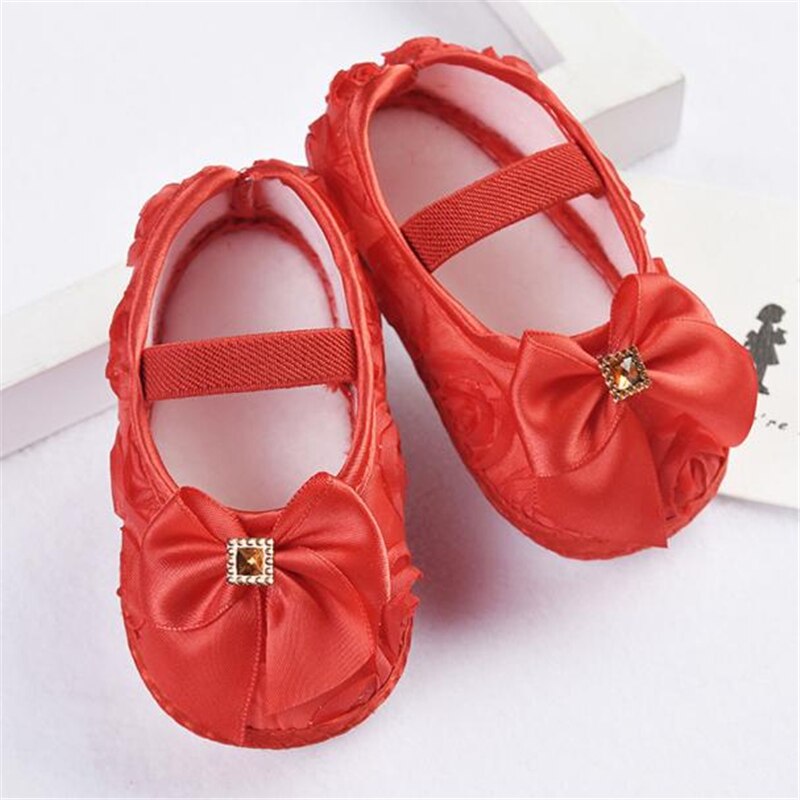 Baby Toddler Shoes Infant Flower Soft Sole Kid Girls Boy Baby Rose Bowknot Elastic Band Crib Shoes Prewalker 0-18 Months