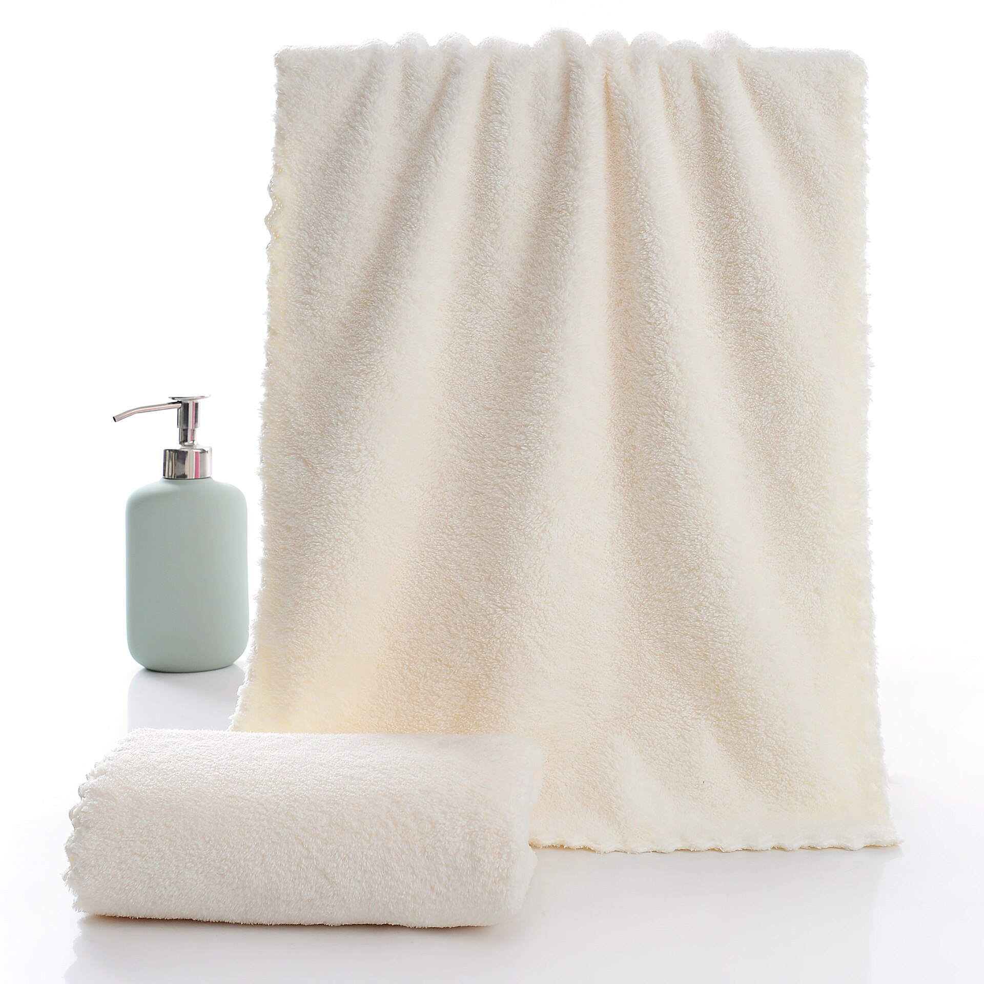 Giantex koral fløjl skåret kant håndklæde almindelig vask blød ansigt håndklæde til hjem polyester badehåndklæder til badeværelse: Hvid