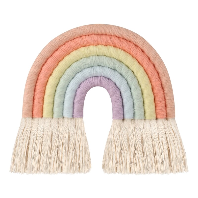 Nodic Stijl 8 Lijnen Hand Geweven Rainbow Macrame Wandtapijt Baby Jongens Baby Meisjes Kids Room Decor Muur Opknoping Decor speelgoed Home Decor: A 6 layers-18x19cm