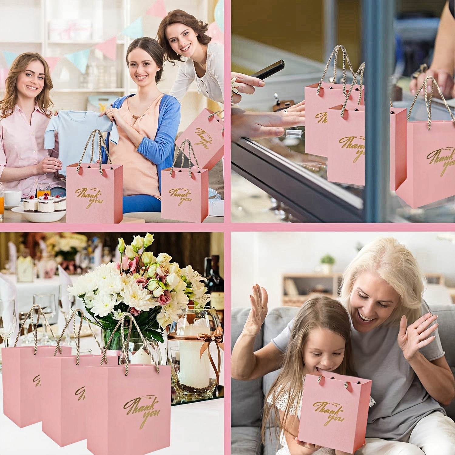 20-50 Pack Huwelijkscadeauzakjes Kleine Dank U Cadeauzakjes met Handvatten Mini Cadeau Papieren Zakken Bulk Babyshower Verjaardagsfeestje Gunsten