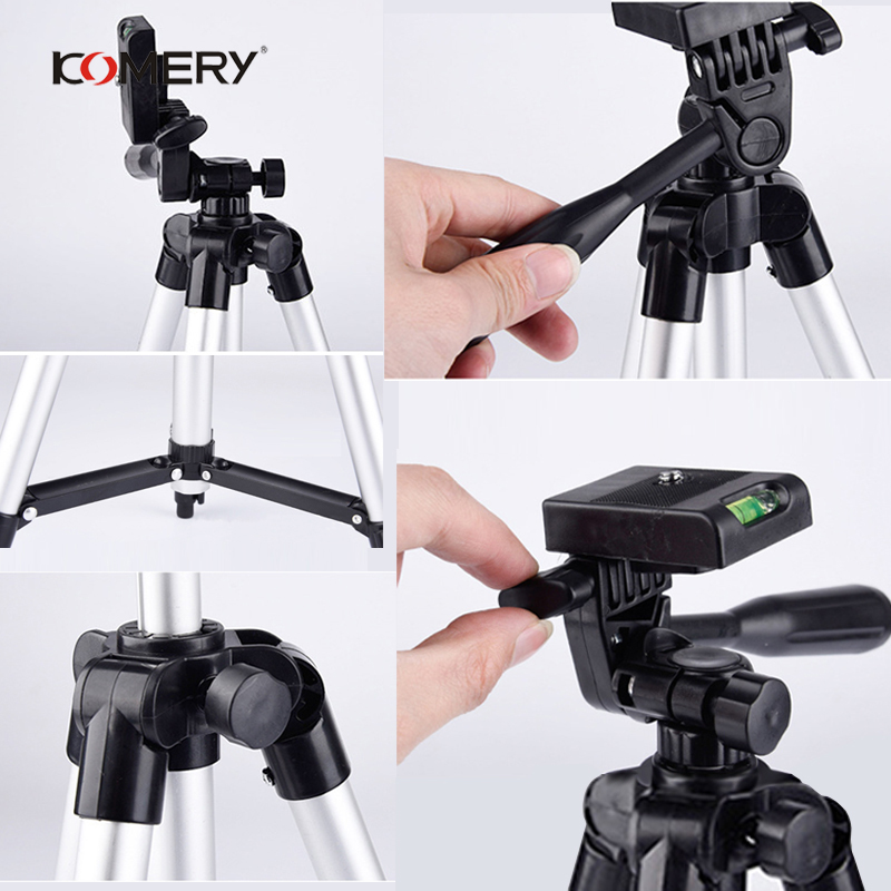 KOMERY Statief Houder Draagbare Professionele Camera Statief Aluminium Statief voor telefoon 1/4 "Schroef 360 Graden tripode para camara