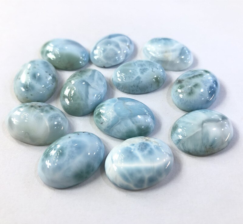 100% echte Larimar Cabochon 15x20mm Flachen boden Oval bilden natürliche Edelsteine Perle Schmuck Accessorie1pc