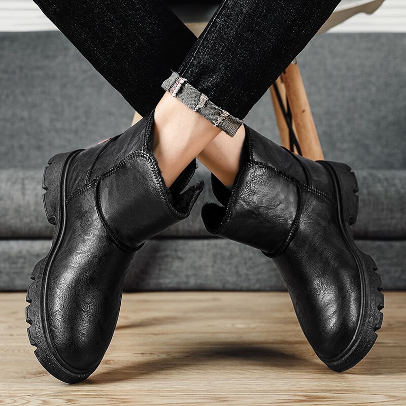 Mannen Laarzen Winter Warm Pluche Snowboots Outdoor Antislip Enkel Laarzen Winter Sneakers Slip Op schoenen Man Sneakers