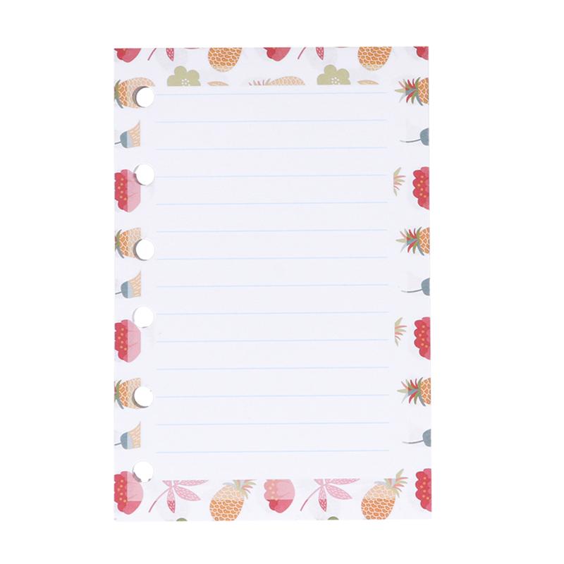 40 feuilles colorées A7 taille 6 trous bande dessinée papier Bouquet lignes horizontales remplissage papier recharges pour spirale cahier planificateur bloc-notes