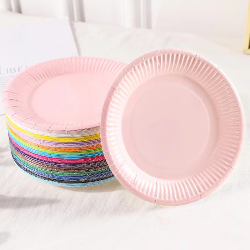 Solid Disposable Tableware Set, Party Supplies, Paper Plates, Wedding, Birthday Party Decor, Adult Favor, Black, Green, Blue,