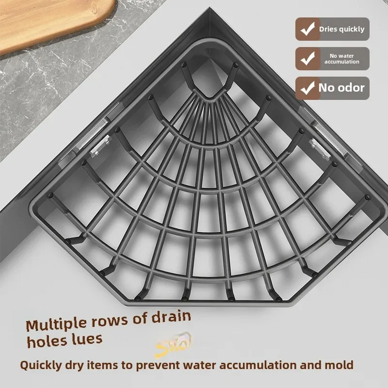 Kitchen Storage Drain Basket Sink Holder Adjustable Soap Sponge Shelf Wall Mounted Drain Basket Plastic Home Kitchen Accessories