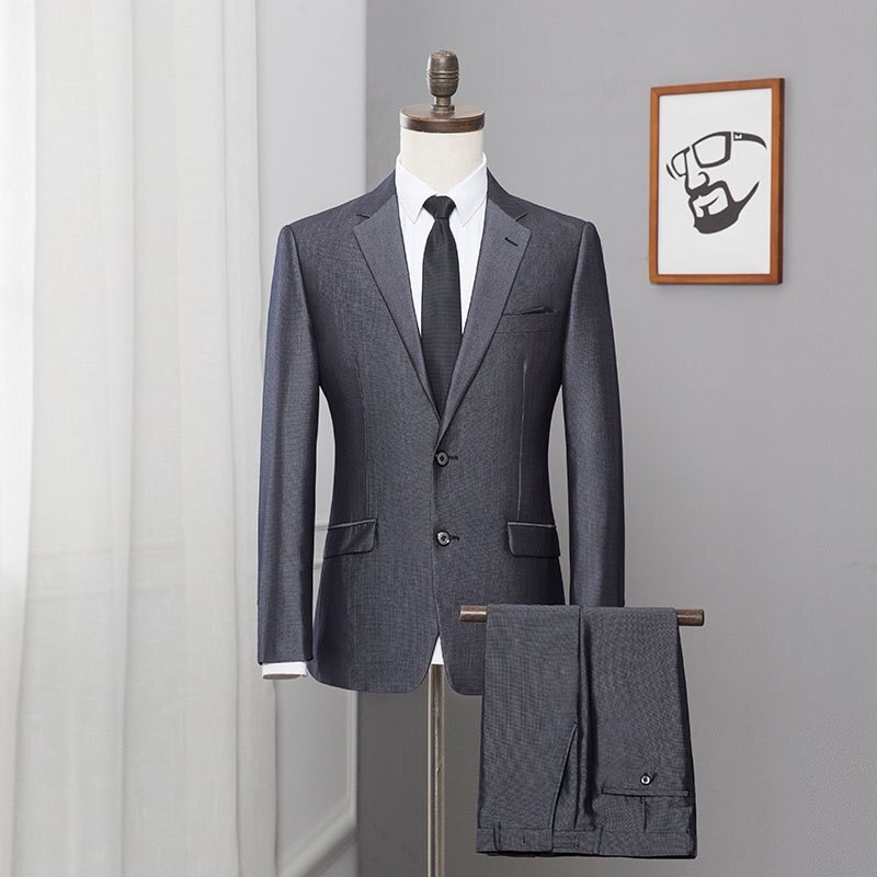 men business dress groomsman groom wedding dress two gray suit cultivate one's morality