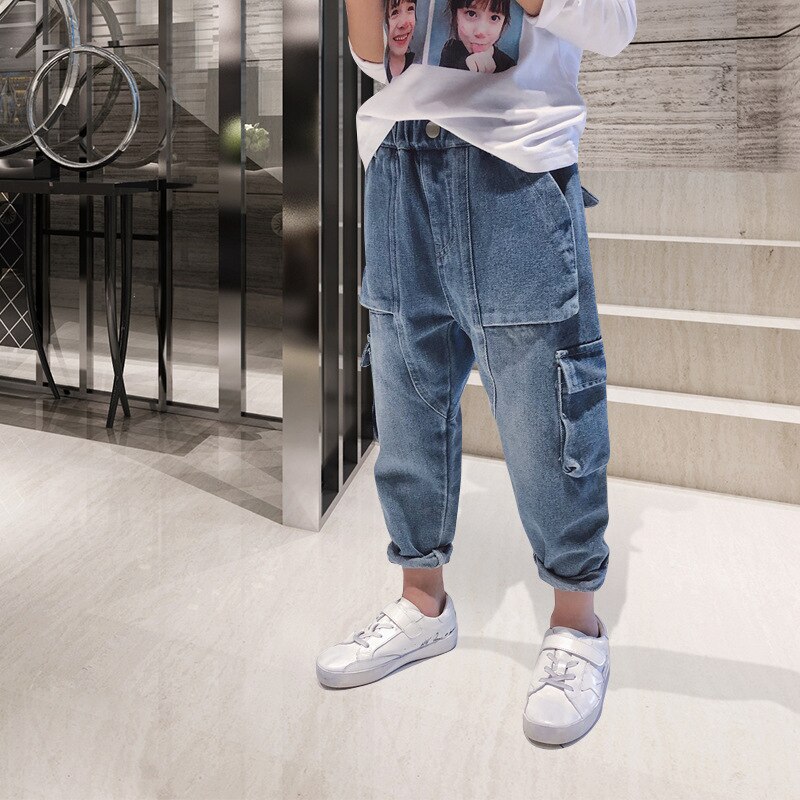 Drenge patchwork jeans børn løse harlan jeans denimbukser 5-16 år cowboy børn stor pakke pp jeans drengetøj