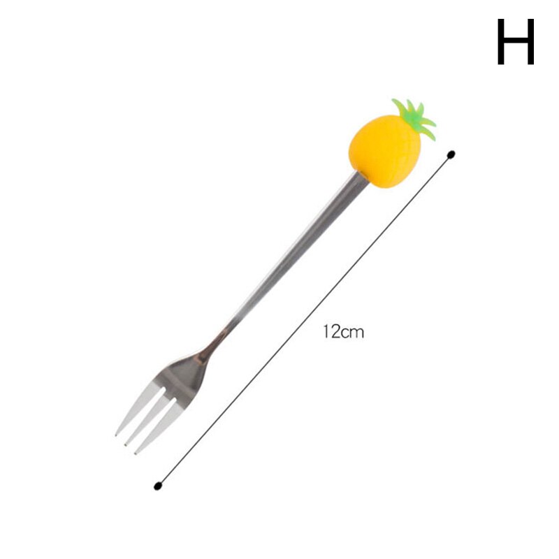 Spoons Fork Stainless Steel Coffee Stirring Spoon Fruit Dessert Fork Fruit Shaped Kitchen Tool Teaspoon Tableware: H