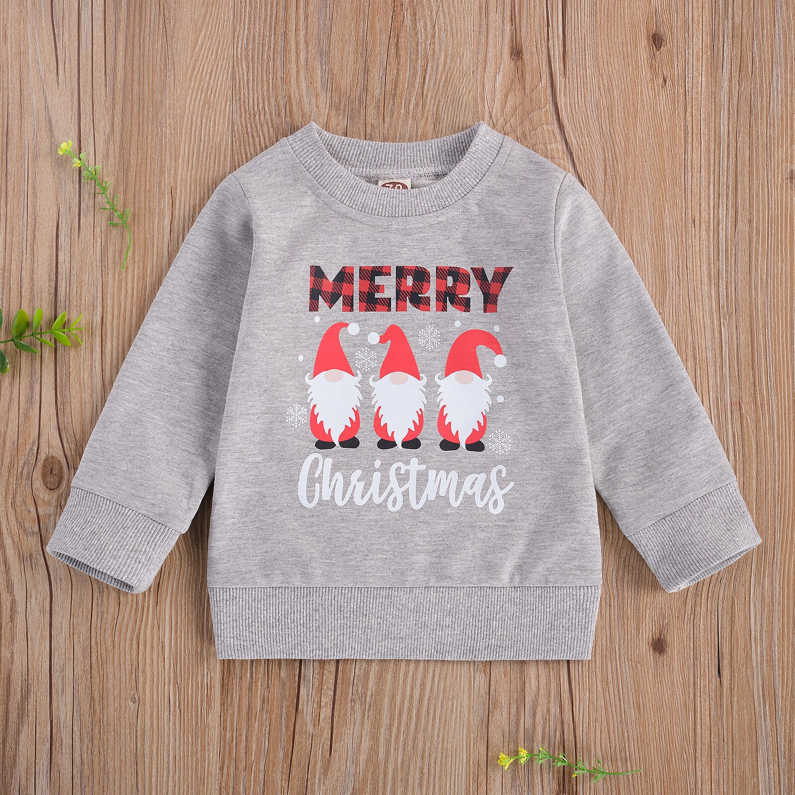 Emmababy Winter Xmas 0-4Y Peuter Kids Baby Meisje Jongen 3 Kerstman Vrolijk Kerstfeest Sweatshirt Lange Mouwen Brief Print