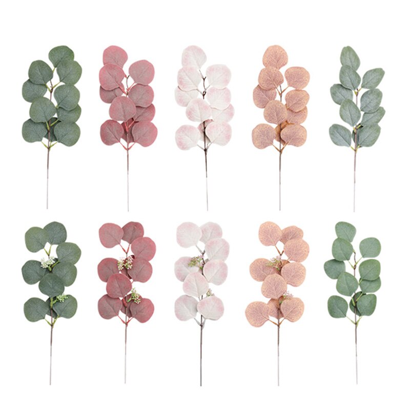 Simulation Eucalyptus Leaves Mini Simulation Eucalipto Single Artificial Leaf Plants Wedding Shooting Prop Home Party Decor