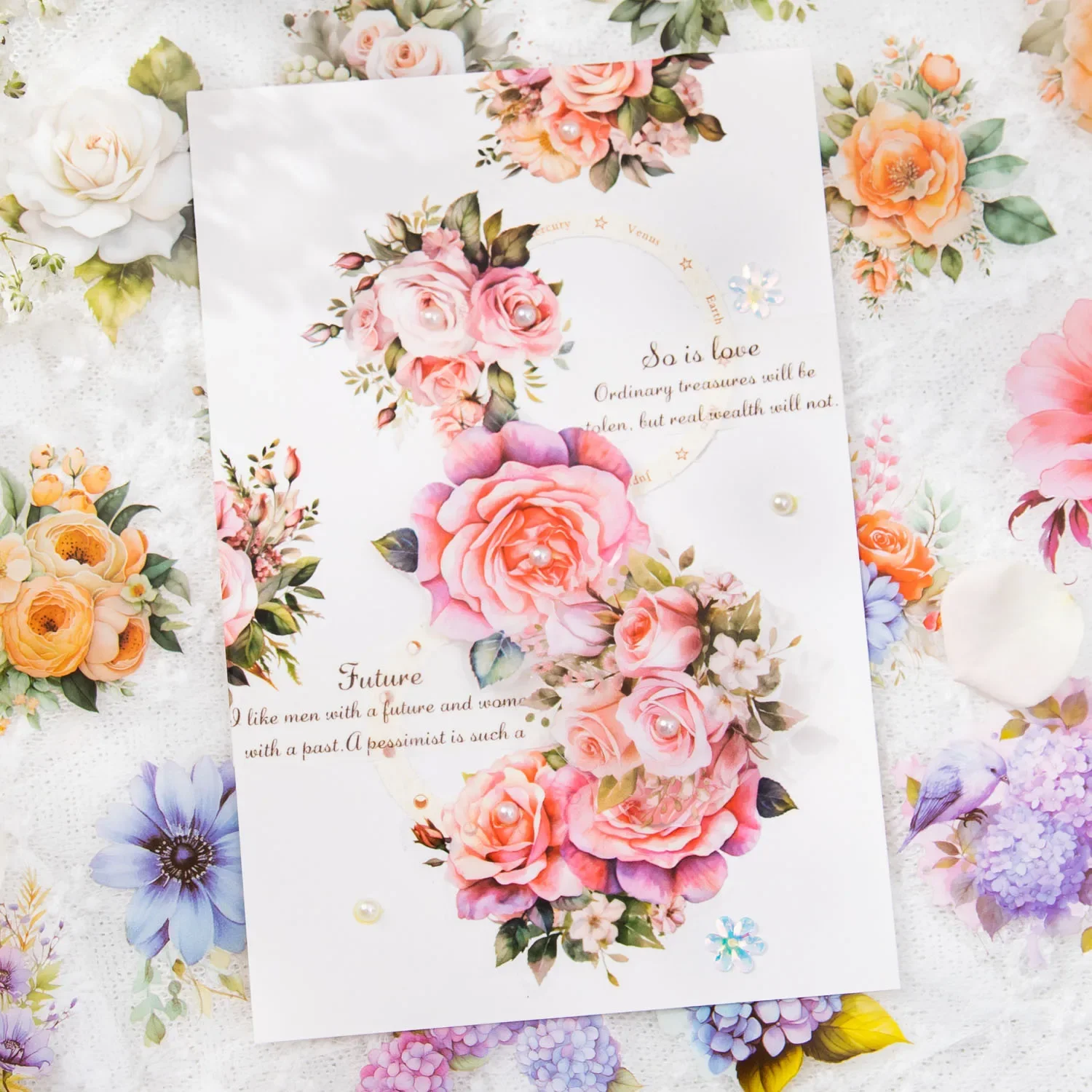 50mm * 2m pegatinas florales cintas para mascotas Collage diario basura DIY planificador de recortes decoración álbum de fotos cintas artesanales estéticas