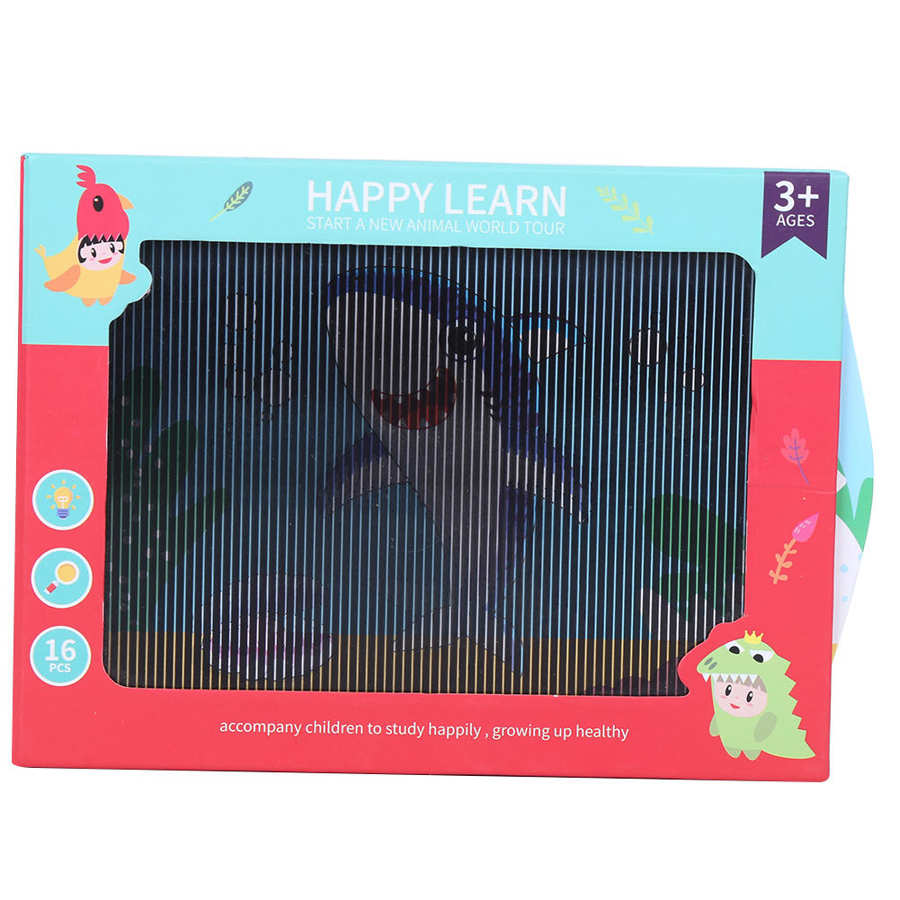 16pcs Flat Dynamic Raster Box Cartoon Animal Early Learning Paper Kindergarten Education Cognitive Toys