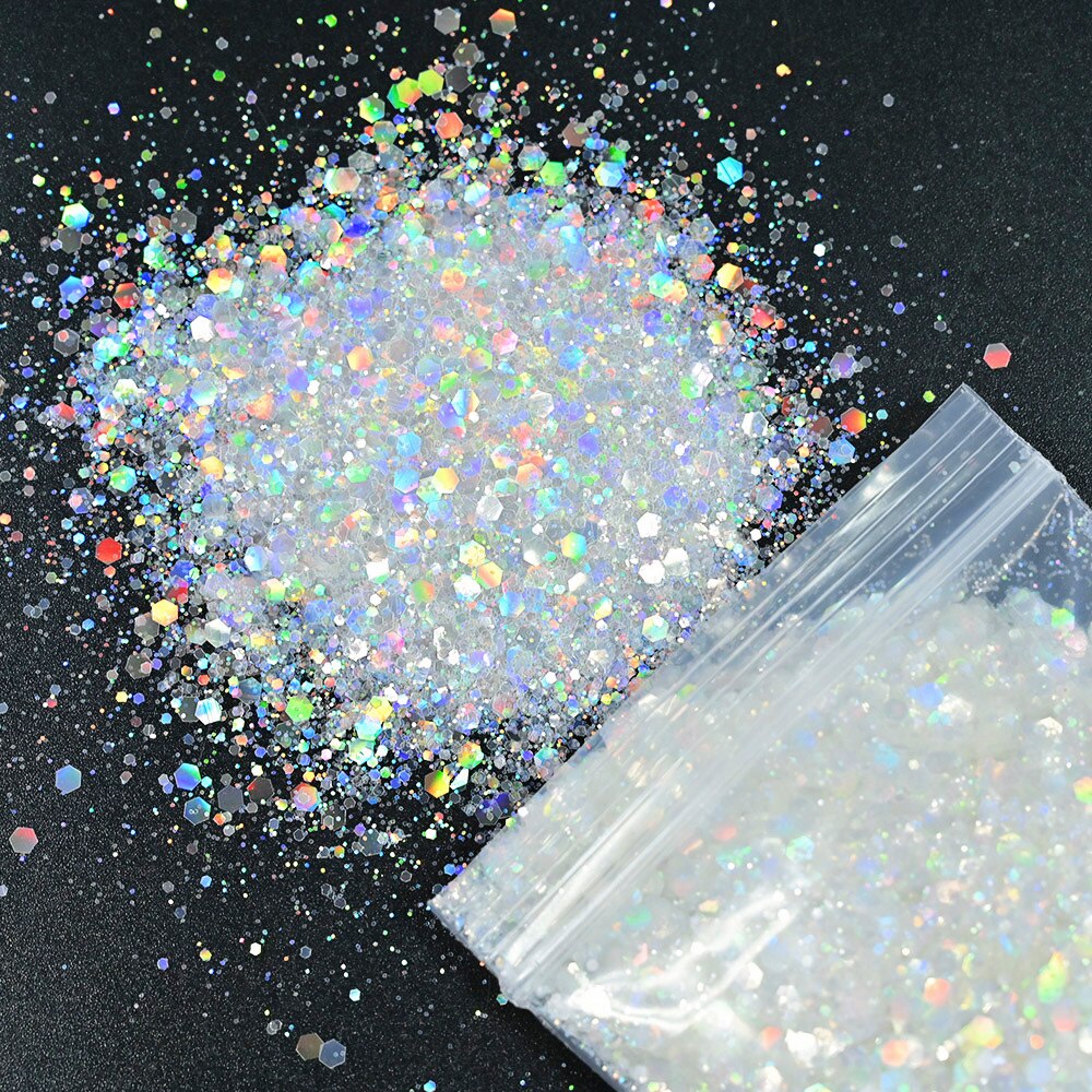 50 gram negle diamant glitter pailletter ,21 farve hvid symfoni serie/hexagon/holografisk/ neglekunst lak manicure dekoration #fd15: 1