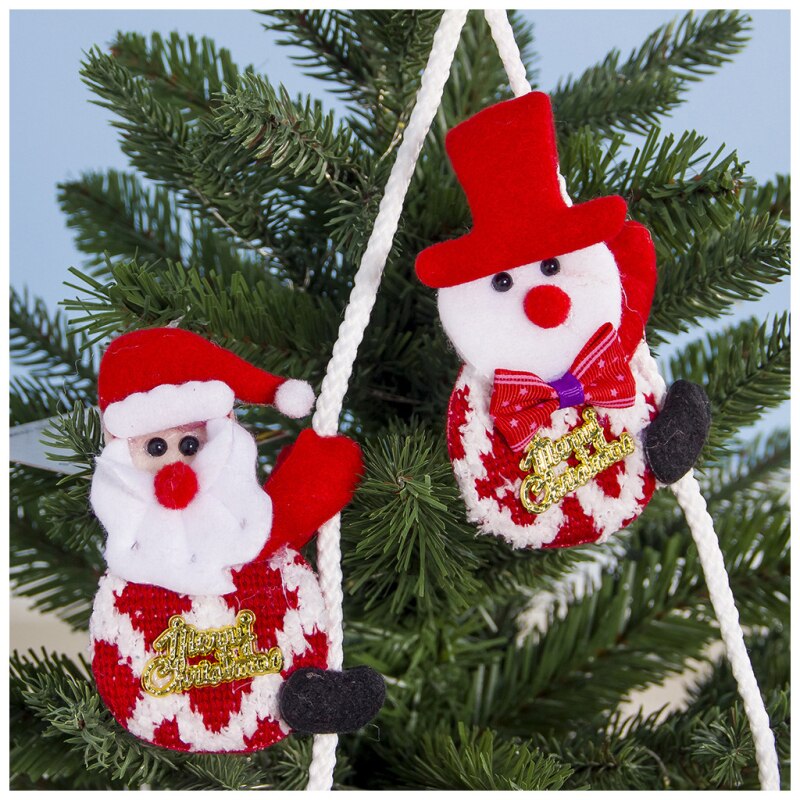 Kerst Stof Dubbele Klimmen Touw Bel Hanger Kerst Decoratie Klimmen Touw Santa, Jaar Decoraties TSLM1: Default Title