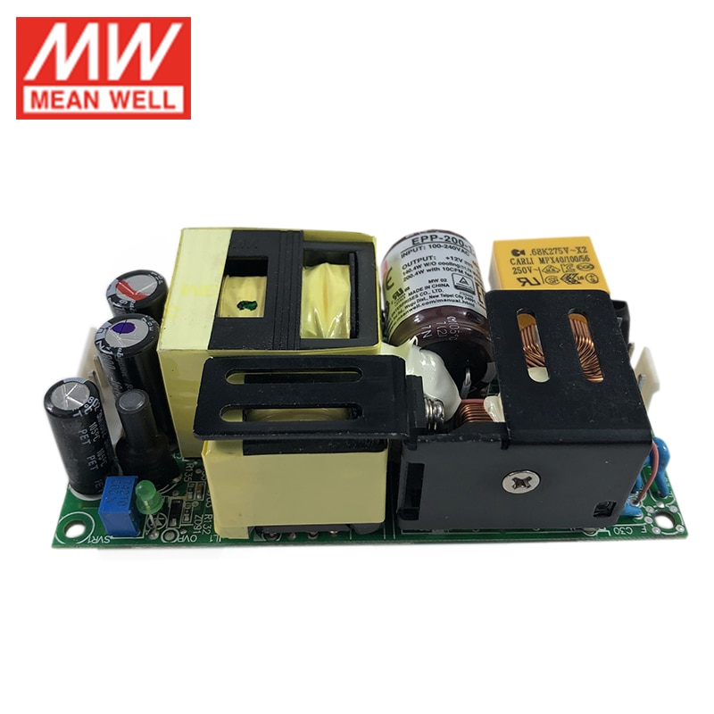 MEAN WELL EPP-200-12 200W 12V Industriële Open Frame Voeding 110 V/220VAC om 12V DC 16.7A groene PCB power unit PSU met PFC