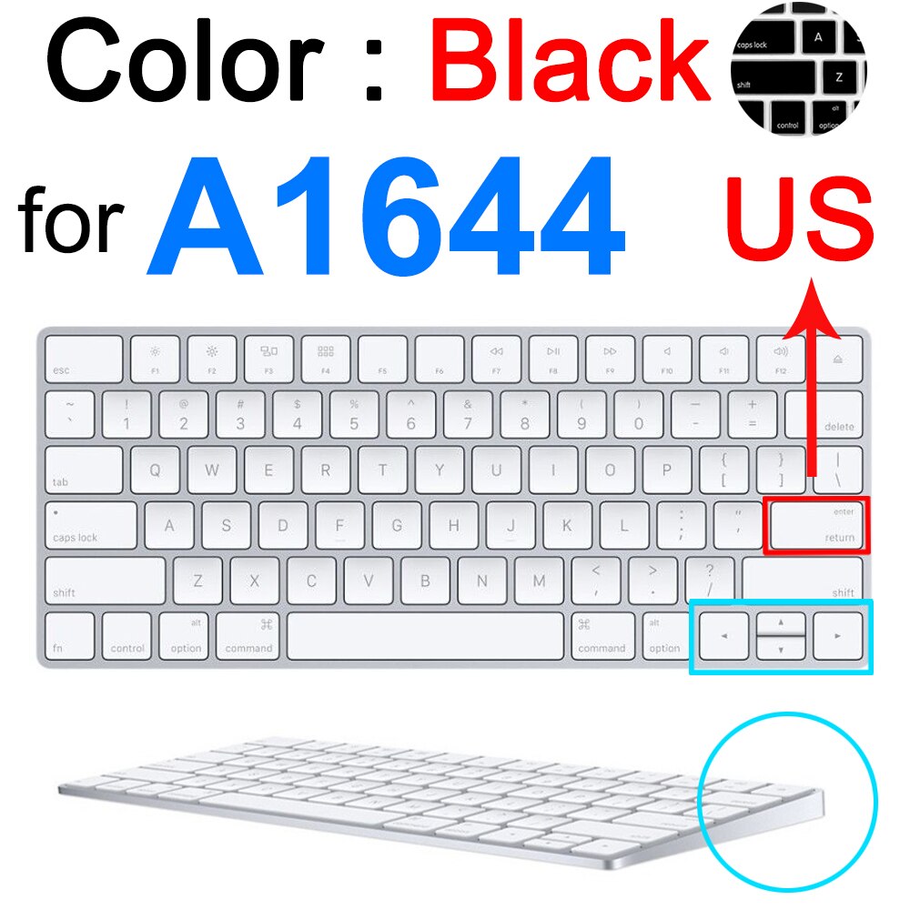 Keyboard Cover Voor Imac Draadloze Bluetooth Magic Voor Apple A1644 A1314 A1843 A1243 G6 Numeriek Toetsenbord Clear Eu Ons Protector huid: Black for A1644 US