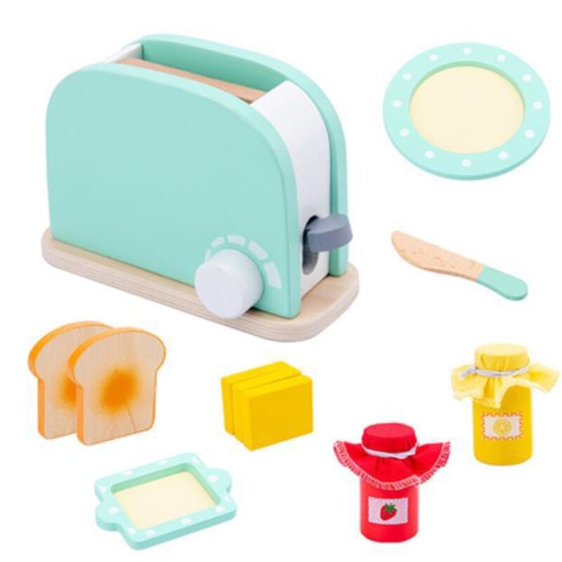 Wooden Kitchen Toy Microwave/Toaster Kitchen Play Set Interactive Early Learning Toy Fun and Colorful for Girls and Boys: F