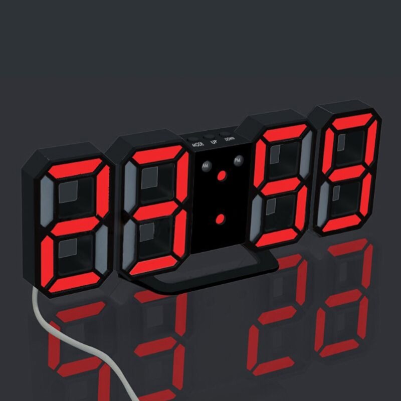 M6CF Digital Alarm Clocks 3D LED Display Time/Date/Temperature Snooze Wall Lamp Clock