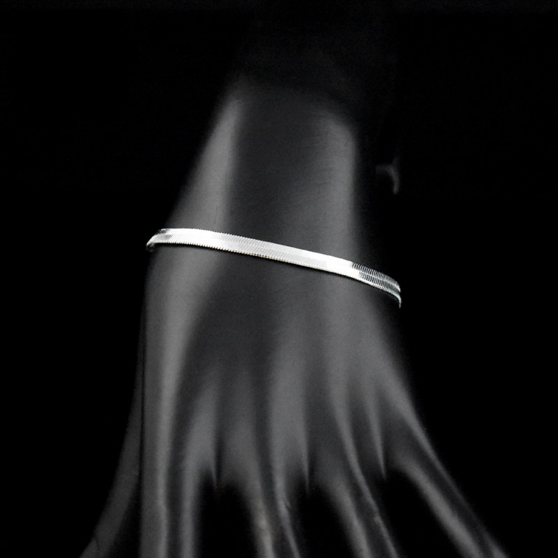 Women Flat Snake Chain Bracelet 925 Sterling Silver Punk Rock Simple Blade Bracelets Unisex For Jewelry