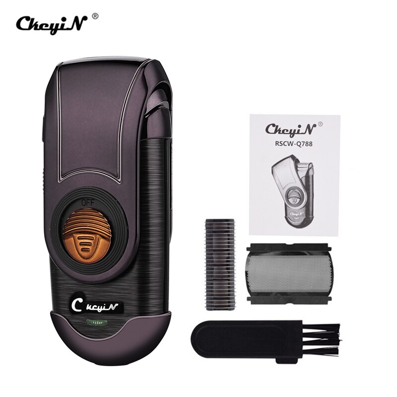 CkeyiN-afeitadora alternante de viaje para hombre, cuchilla inalámbrica recargable, afeitado de cara con cuchilla de repuesto: Morado