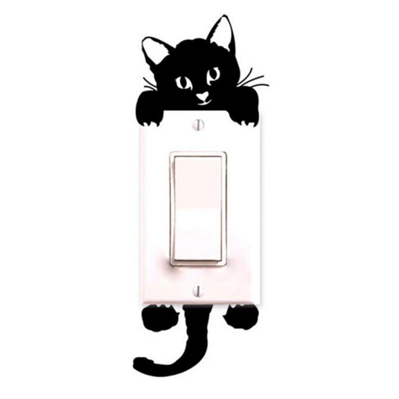 Grappige Dieren Patronen Schakelaar Stickers Voor Kinderkamer Home Decoration Muurstickers Cartoon Kat Muurschilderingen Stickers Op De Muur