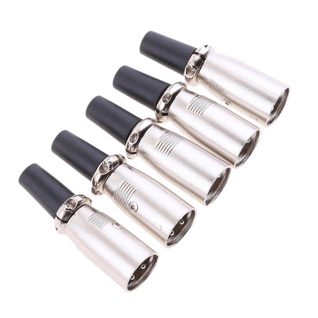 5X Xlr 3 Pin Male Mic Jack Plug Audio Microfoon Kabel Connector