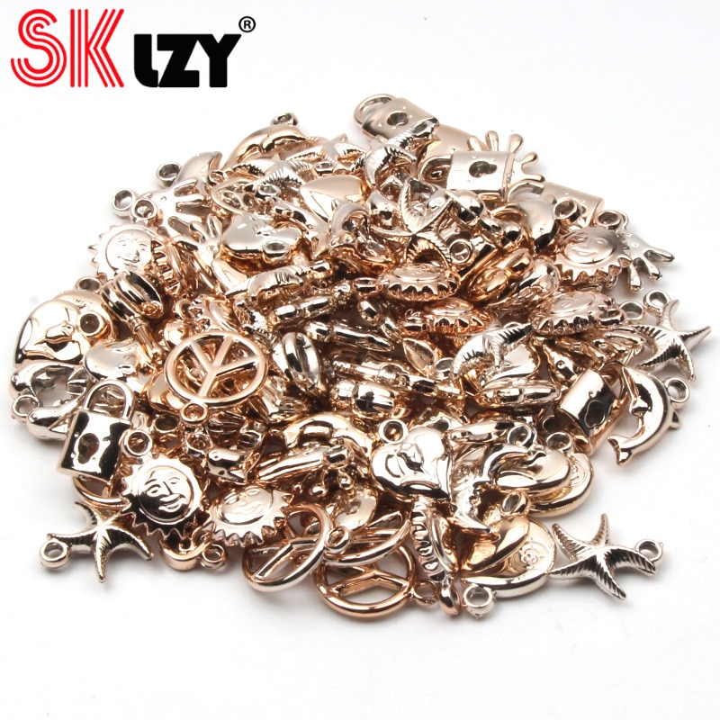 30 stücke Rose Gold Acryl Gemischt Stile Blatt Herz Schlüssel Crown Charms Anhänger DIY Schmuck für Halskette Armband, Der Mithelfer