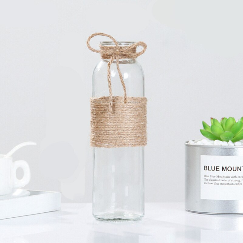 Europäischen Stil Glas Vasen transparent Wasser Hydrokultur Blume Seil Trockenen Blume Vase DIY Blume Vase Hause Ornamente Dekoration