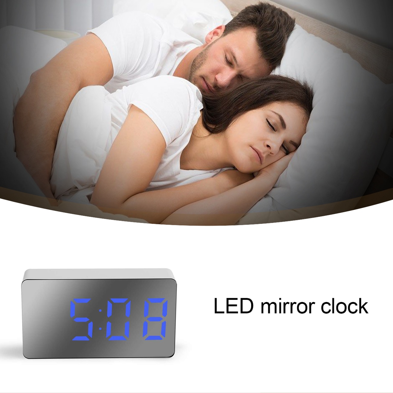 Digital Desk Alarm Clock Digital Mirror LED Big Display Bedroom Snooze Timer Home Electronic Table Clock For Bedroom Living Room