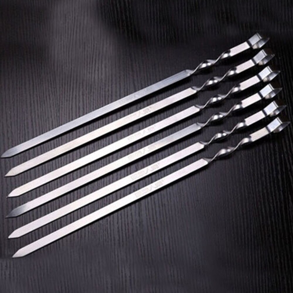 10Stck Edelstahl Grill Nadel BBQ Grill Flache Spieße BBQ Nadel Anti-Schleudern Griff Grill Zeichen dauerhaft Werkzeug 37x 0,5 CM