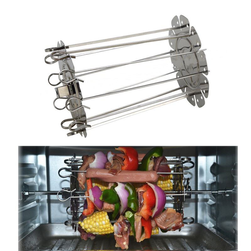 -Stainless Steel Grilled Cage BBQ Roaster Barbecue Kebab Maker Meat Skewer Machine BBQ Grill Kitchen Air Fryer Accessories
