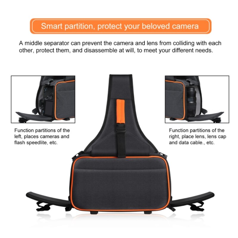 Mini SLR Camera Case Stotage Pouch Travel Backpack Waterproof Shoulder Messenger Bag with Removable Lens Photography Bag