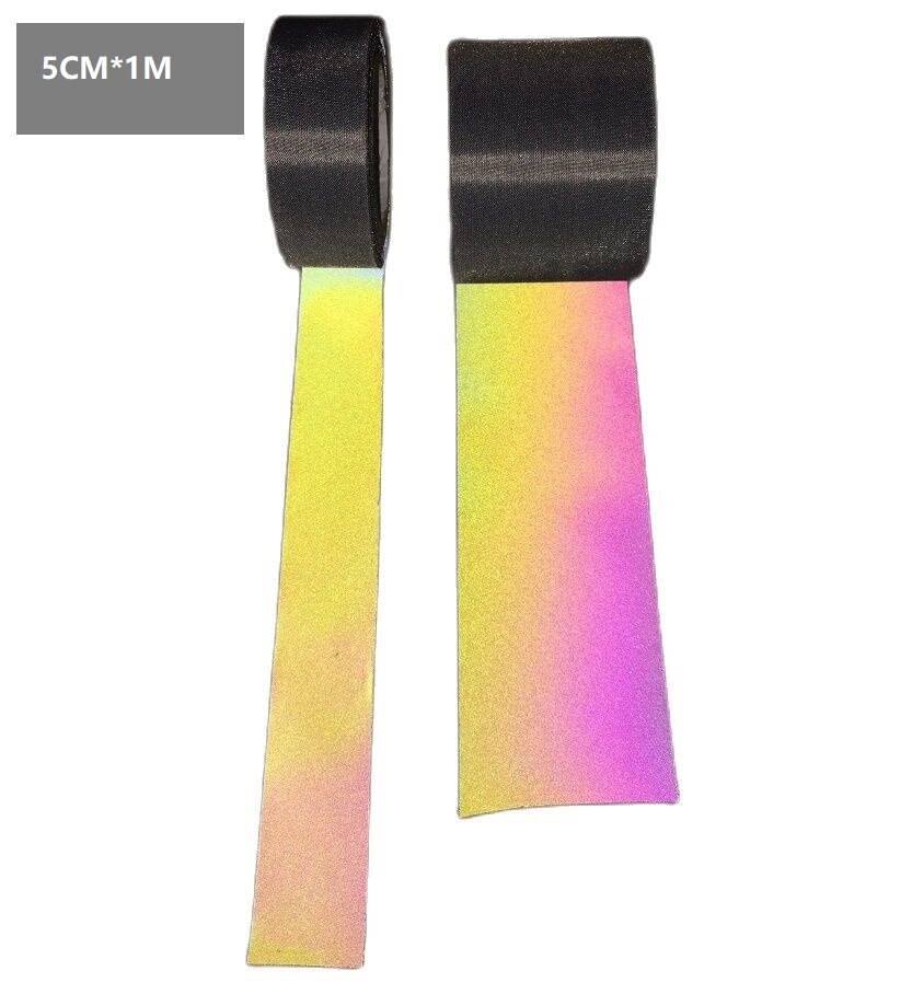 5cm*100cm iriserende reflekterende fluorescerende magisk farve klud variabel farve strålende reflekterende lys fiber stof: 5cm bredde