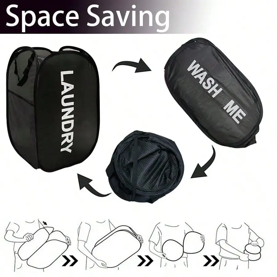 Paniers à linge pop-up en maille pliable et respirante, panier d'organisation de rangement nécessaire peu encombrant pour buanderie, articles de produits