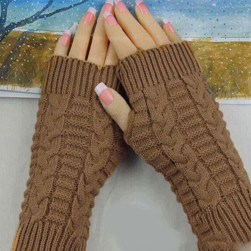 Women Winter Arm Warmers Christmas Cashmere Fingerless Long Gloves Warm Mittens Elbow Thread Knitted Sleeves Heart type Glove: Silver
