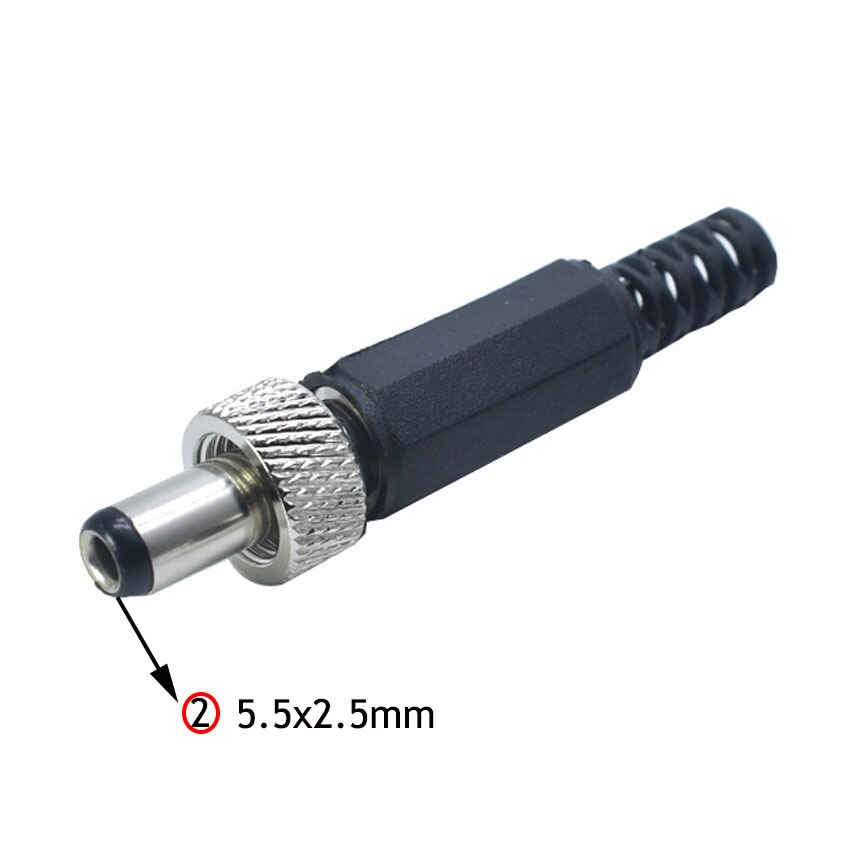 1 pz spina di alimentazione cc 5.5*2.1MM 5.5*2.5MM 5.5x2.1 5.5x2.5 spina di saldatura fai-da-te connettore adattatore Jack spina di ricarica porta di alimentazione con dado: no.2 5.5x2.5mm