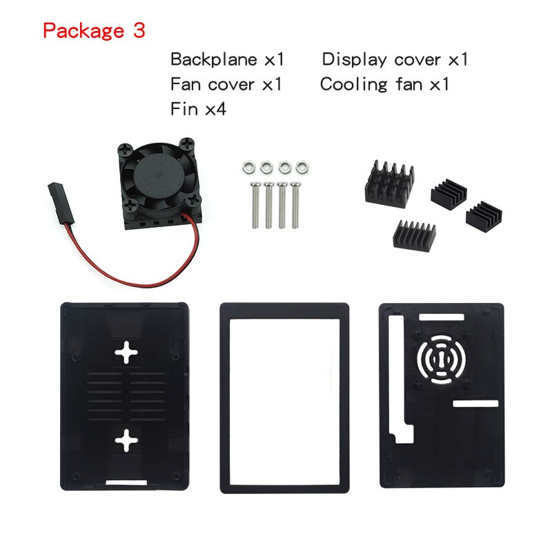 Für Raspberry Pi 4 Touch Screen 3,5 zoll TFT LCD 480*320 GPIO Display mit ABS Fall + Power + Fan + 64GB Karte für Raspberry Pi 4B: Package 3