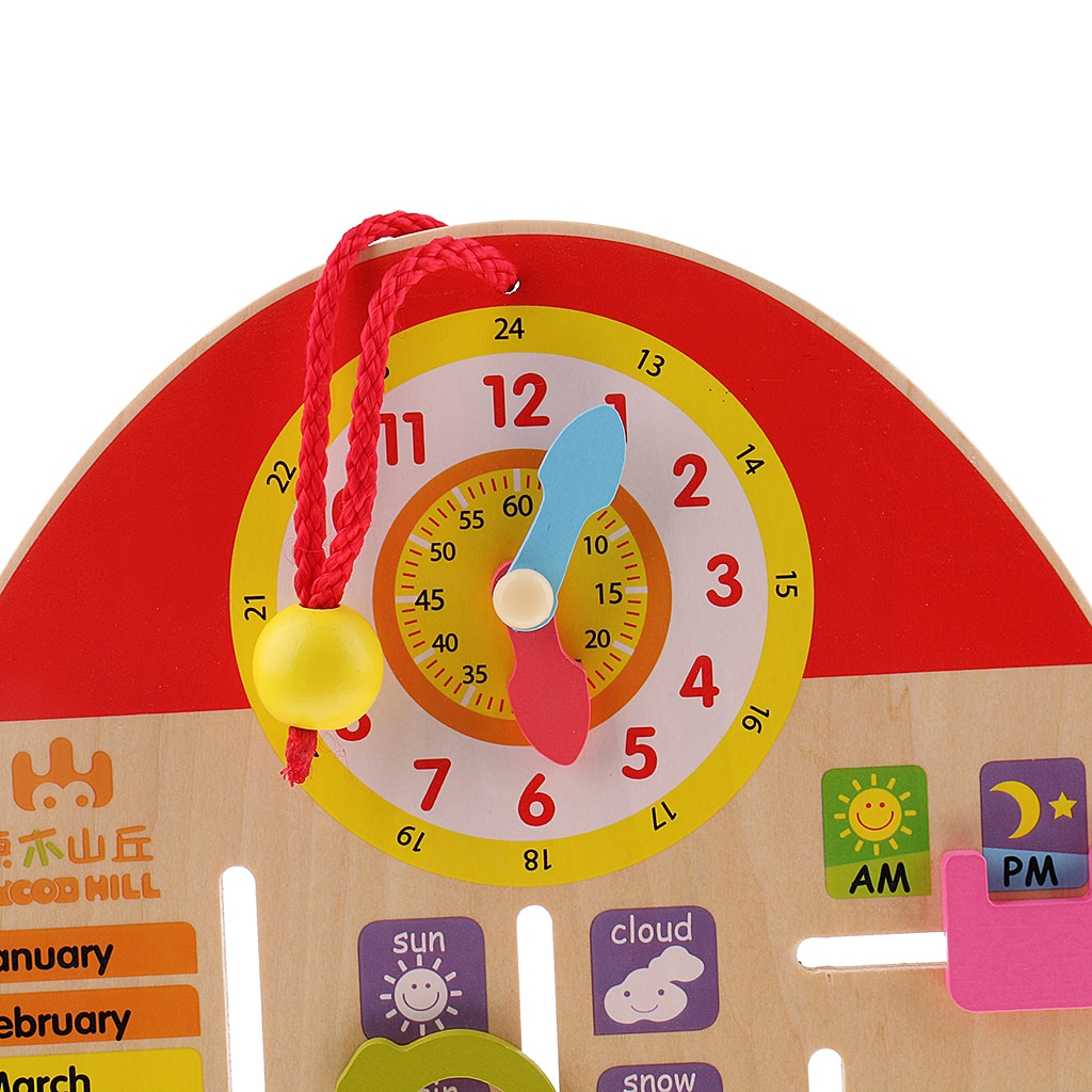 OOOK Kids Daily Calendar Montessori Toy - Wooden Learning Clock & Weather Board For Toddlers