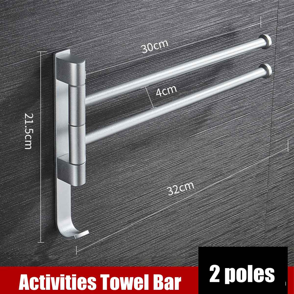 Bathroom Swivel Towel Bar 4-Arm Stainless Steel Swing Hanger Towel Rack with Hook Space Saving Wall Mount Rotating Towel Rail: light green