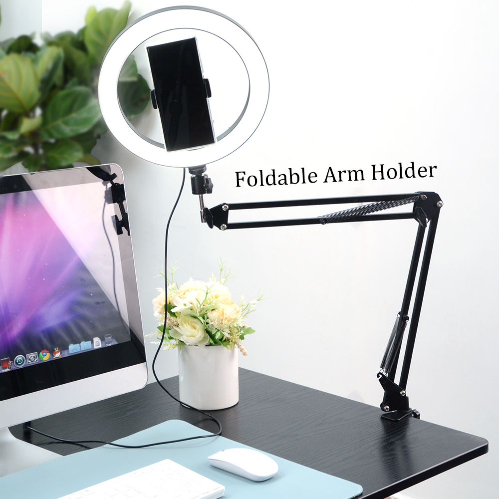 Anneau lumière photographie éclairage lampe à LED avec trépied pour support de téléphone portable accessoires de support avec pince pour Photo Selfie vidéo