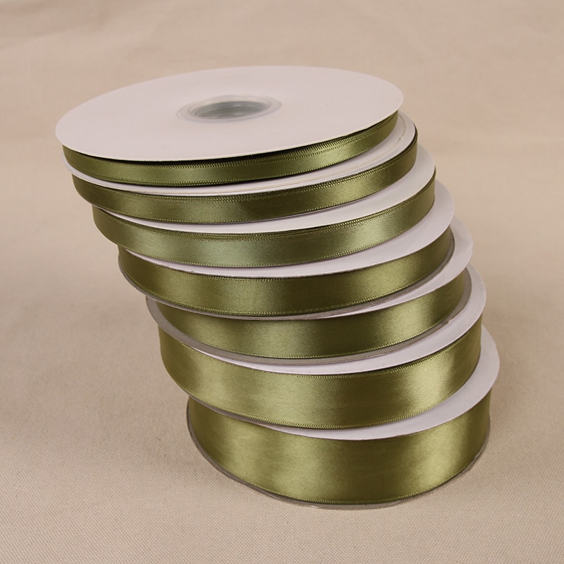 Cinta de satén verde oliva para decoración, lazo artesanal de 6mm-50mm, decoración de de boda, suministros de álbum de recortes para envolver , (91 metros)