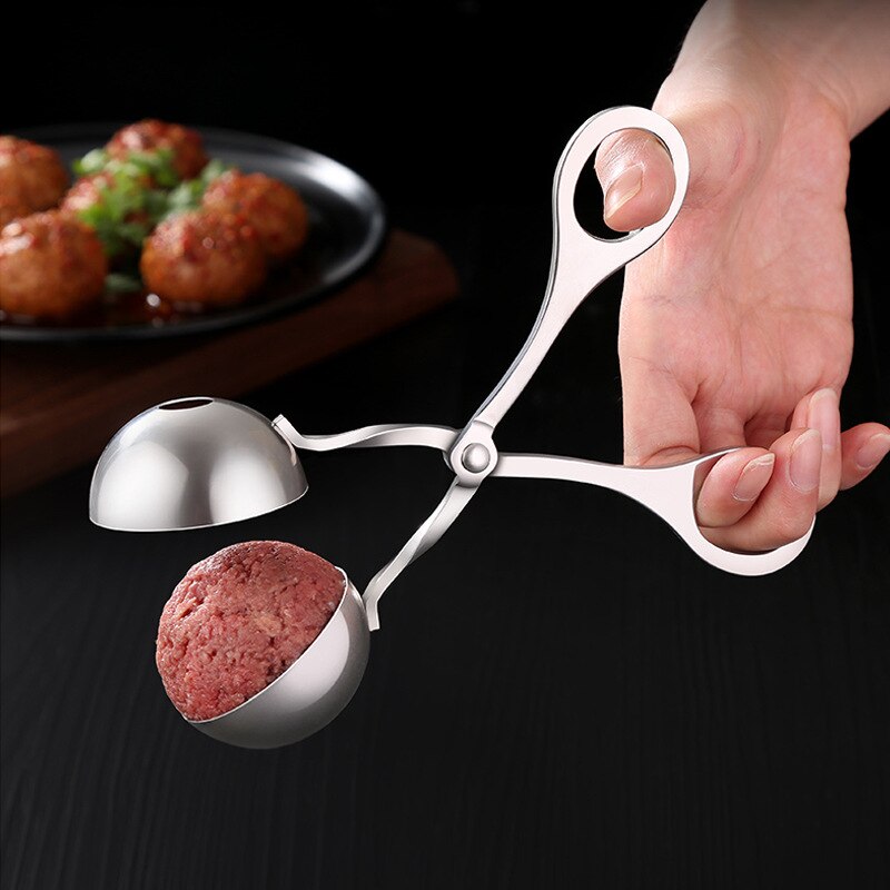 Køkken rustfrit stål frikadeller maskine fyldt kød baller klip gør det selv fisk kød ris kugle maker frikadelle form værktøjer