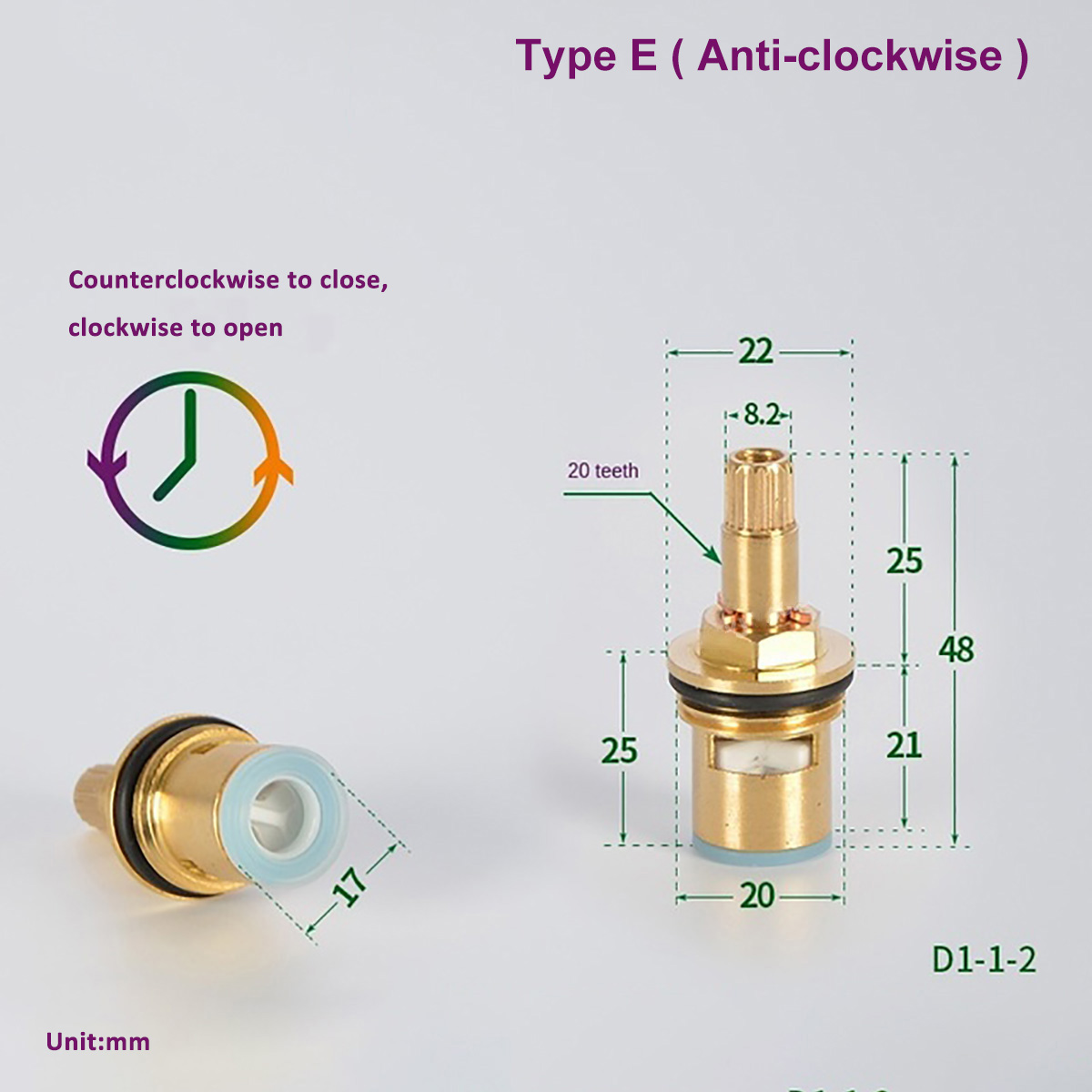 Universal Replacement Tap Valves Brass Ceramic Disc Cartridge Inner Faucet Valve for Bathroom Kitchen Clockwise / Anti-clockwise: Orange