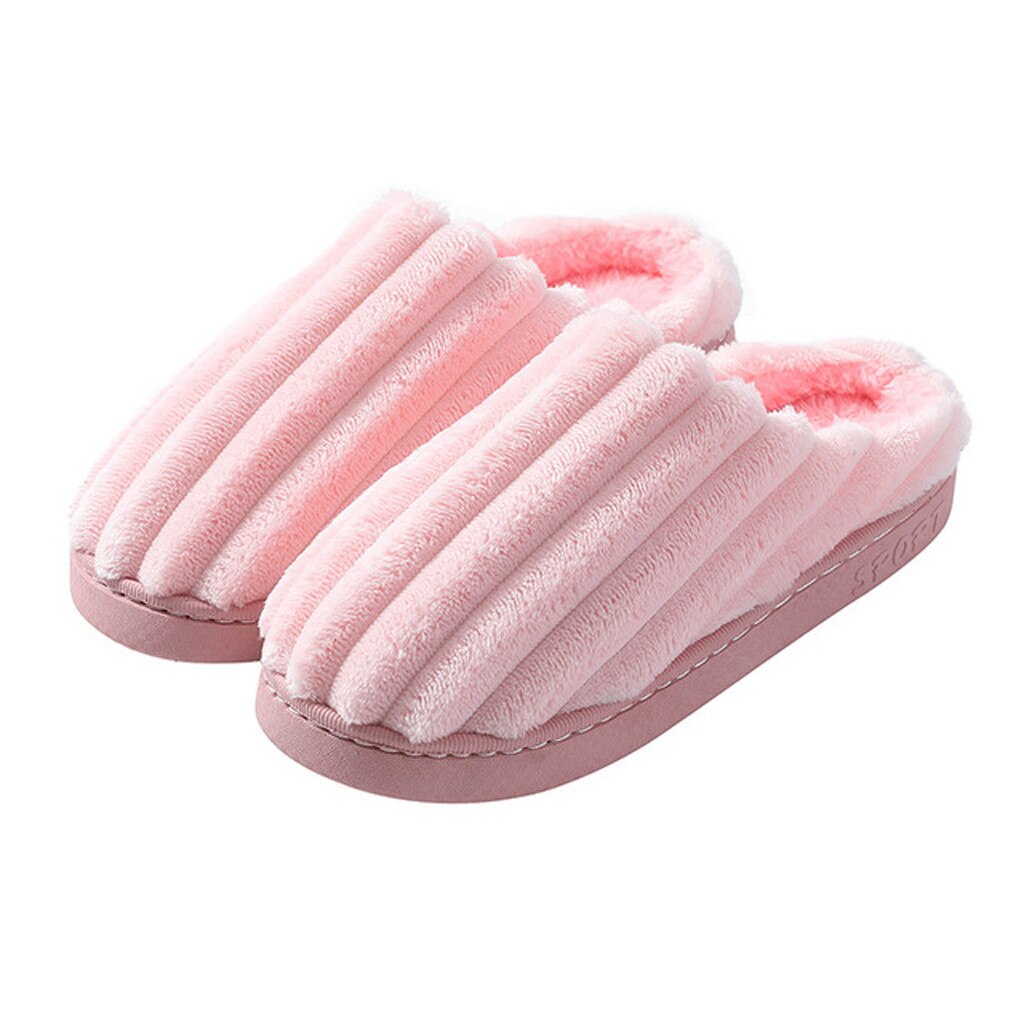 Winter Warme Thuis Vrouwen Bont Slippers Leuke Effen Kleur Indoor Katoen Dames Slippers Zachte Memory Foam Koppels Schoenen # P30: Roze / 9.5