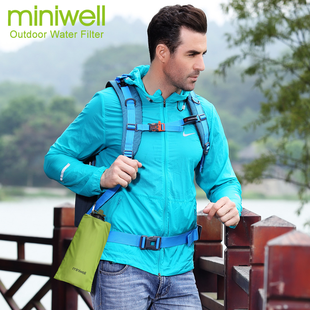 Miniwell Outdoor Draagbare waterzuivering met opvouwbare fles voor camping wandelen en outdoor recreatieve activiteiten
