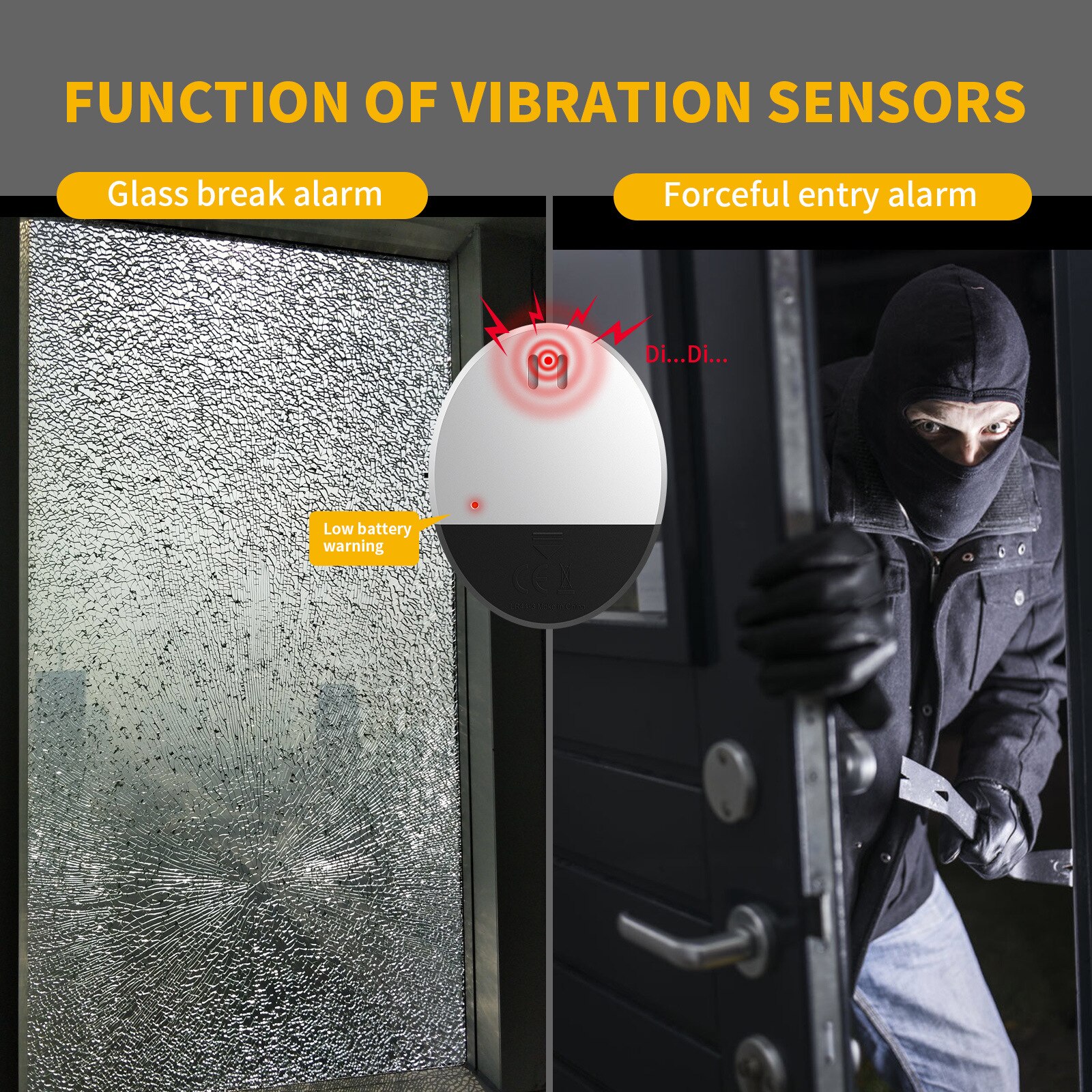 Sicherheit Vibration Sensor Detektor Tür Fenster Alarm für Warnung Einbrecher Eindringling Hause Sicherheit Alarm