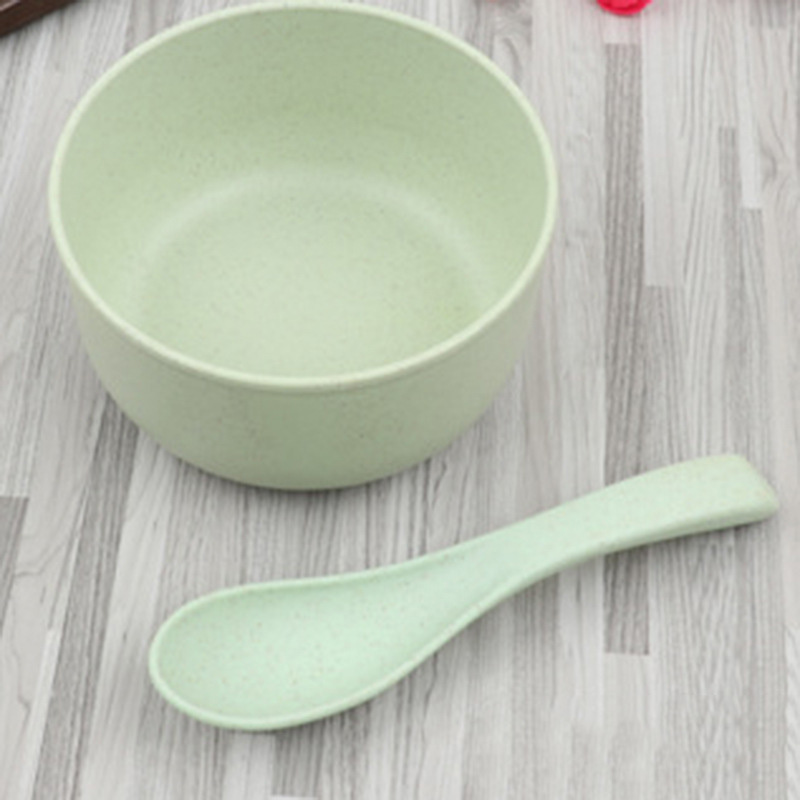 Conjunto de talheres de alimentação para bebês, eco-friendly, tigela infantil, pratos com colher, cor sólida, material de jantar mbg0467: Green