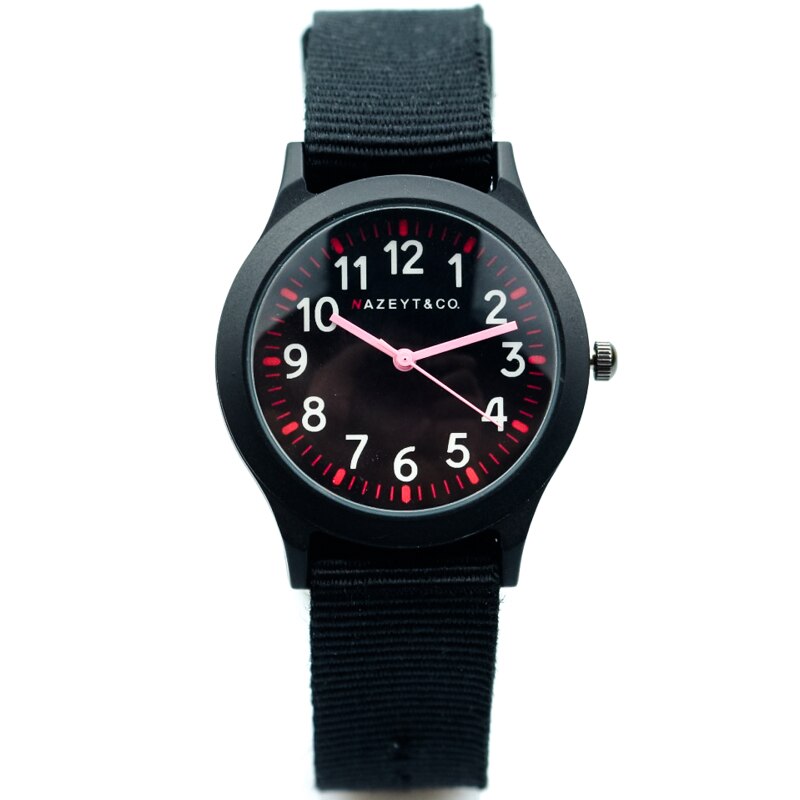 midlle en weinig student zwart nylon band quartz horloge jongens en meisjes kleur handen horloge kind sport leger klok